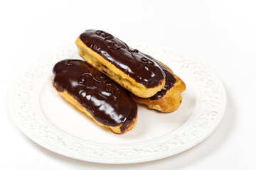 Delicious homemade eclairs with a chocolate