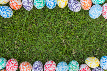 Colorful Easter Eggs, Grass background
