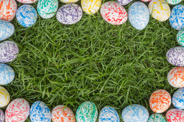 Colorful Easter Eggs, Grass background