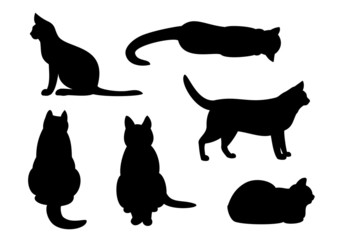 猫のシルエット、セット