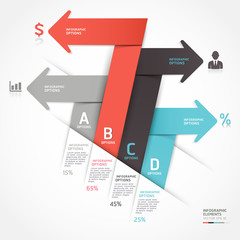 Modern business arrow origami style step up options. Vector illu