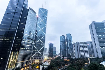 Foto op Plexiglas The modern buildings of the city skyscrapers in Hongkong © zhu difeng