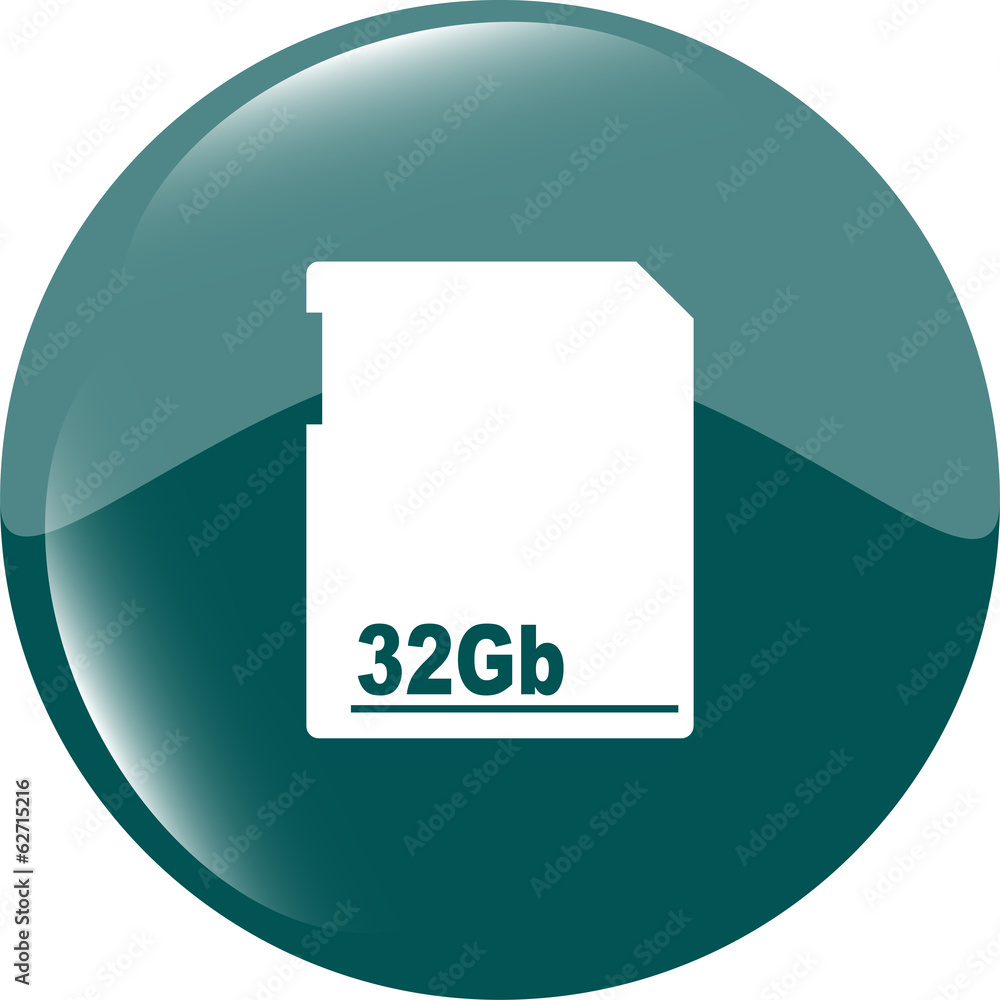 Poster flash memory card blue web button (icon) isolated on white