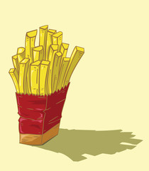 french fries vector yellow background