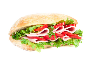 Tomato, salami and pepper sandwich