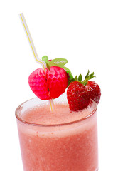 Freshening strawberry smoothie  isolated on white