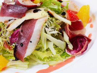 Salad with smoked duck breast
