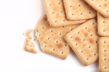broken biscuits on a white background