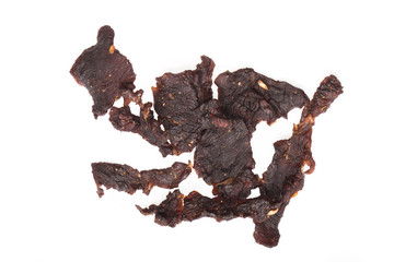 beef jerky on white background
