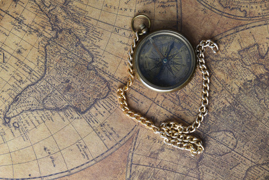 compass on old map