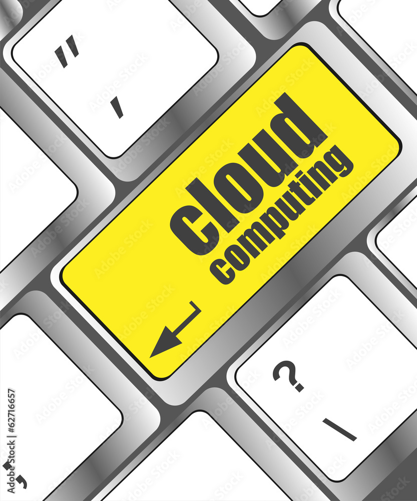 Poster computer keyboard for cloud computing, business concept