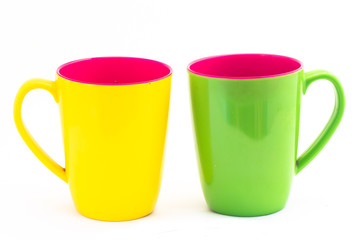 colorful plastic glass of water isolated