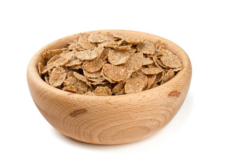 pile of bran flakes isolated on white