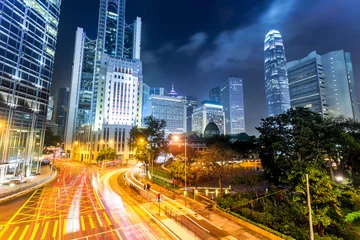 Fotobehang traffic through downtown HongKong © zhu difeng