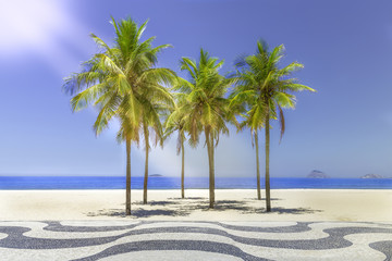 Sun shining on Copacabana Beach sidewalk in Rio de Janeiro