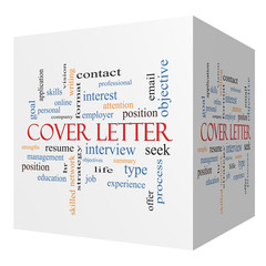 Cover Letter 3D cube Word Cloud Concept