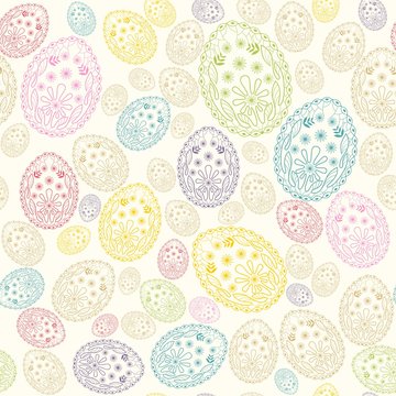 Cute vector seamless pattern with easter eggs.