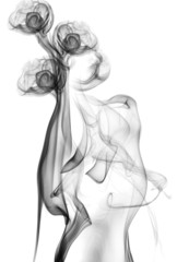 black smoke isolated on white background