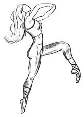 dancing woman black sketch on white