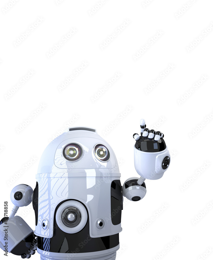 Poster robot pointing at something