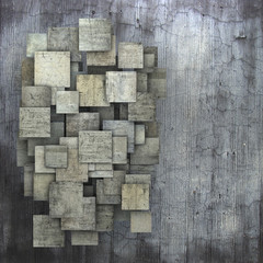 fragmented gray square tile grunge pattern backdrop