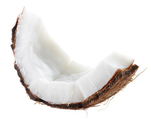 Coconut. Fruit piece on white background