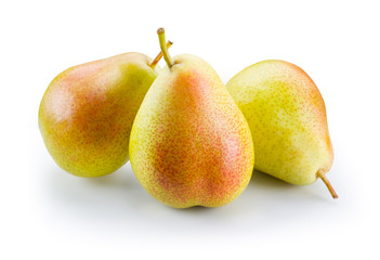 Ripe pears isolated on white. With clipping path