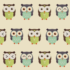 Owls seamless pattern