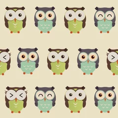 Fotobehang Owls seamless pattern © baluchis