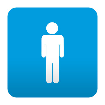 Etiqueta tipo app azul simbolo hombre