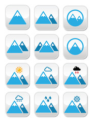 Mountain winter vector buttons set