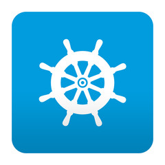 Obraz premium Etiqueta tipo app azul simbolo timon de barco