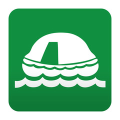 Etiqueta tipo app verde simbolo balsa salvavidas