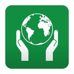 Etiqueta tipo app verde simbolo salvar el planeta