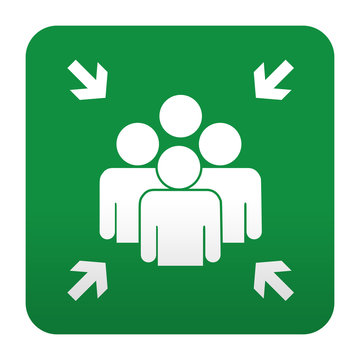 Etiqueta tipo app verde simbolo punto de encuentro