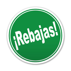 Etiqueta redonda texto ¡Rebajas!