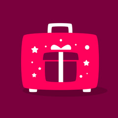 suitcase with a gift box