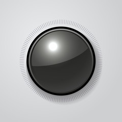 Volume Dial Black Glossy Button Vector
