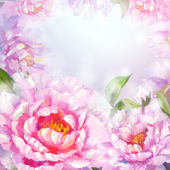 Obraz na płótnie Canvas Peonies flowers background.