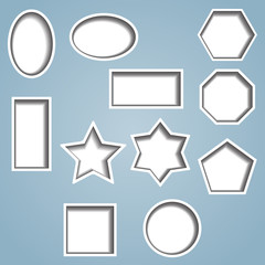 Set of 11 shapes with cut out effect showing shadow beneath.