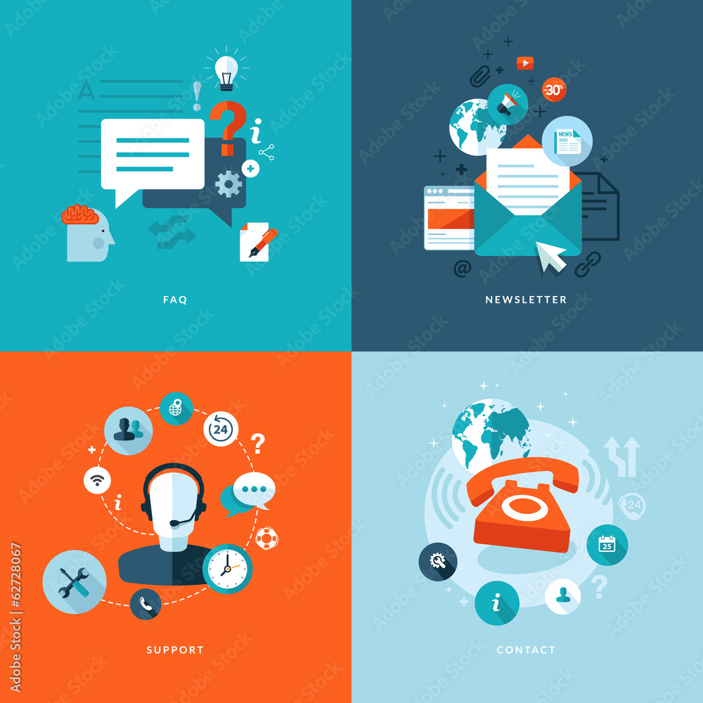 Poster flat icons for web and mobile phone services and apps