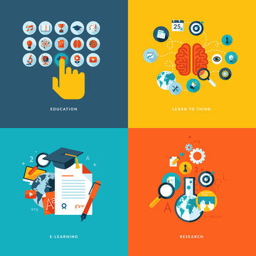 Flat design concept icons for online education