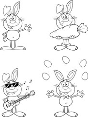 Rabbit Coloring Cartoons 4. Set Collection