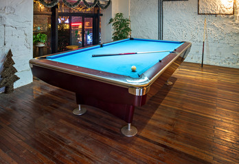 Contemporary interior, living room with a snooker table