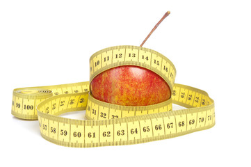 Red apple and tape measurement