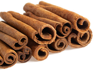 Cinnamon sticks isolated on a white background