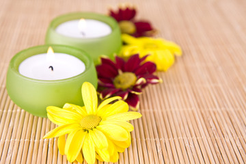 spa motive with flowers and candle