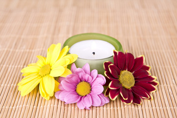 spa motive with flowers and candle