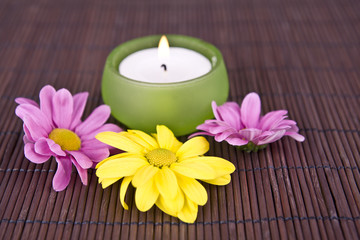 spa motive with flowers and candle
