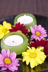 spa motive with flowers and candle